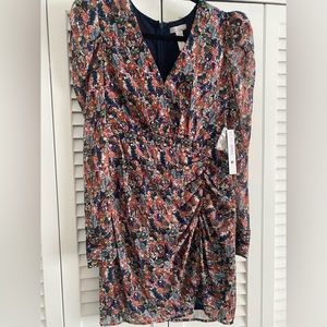 Women’s Aqua V-Neck Dress with Rushing